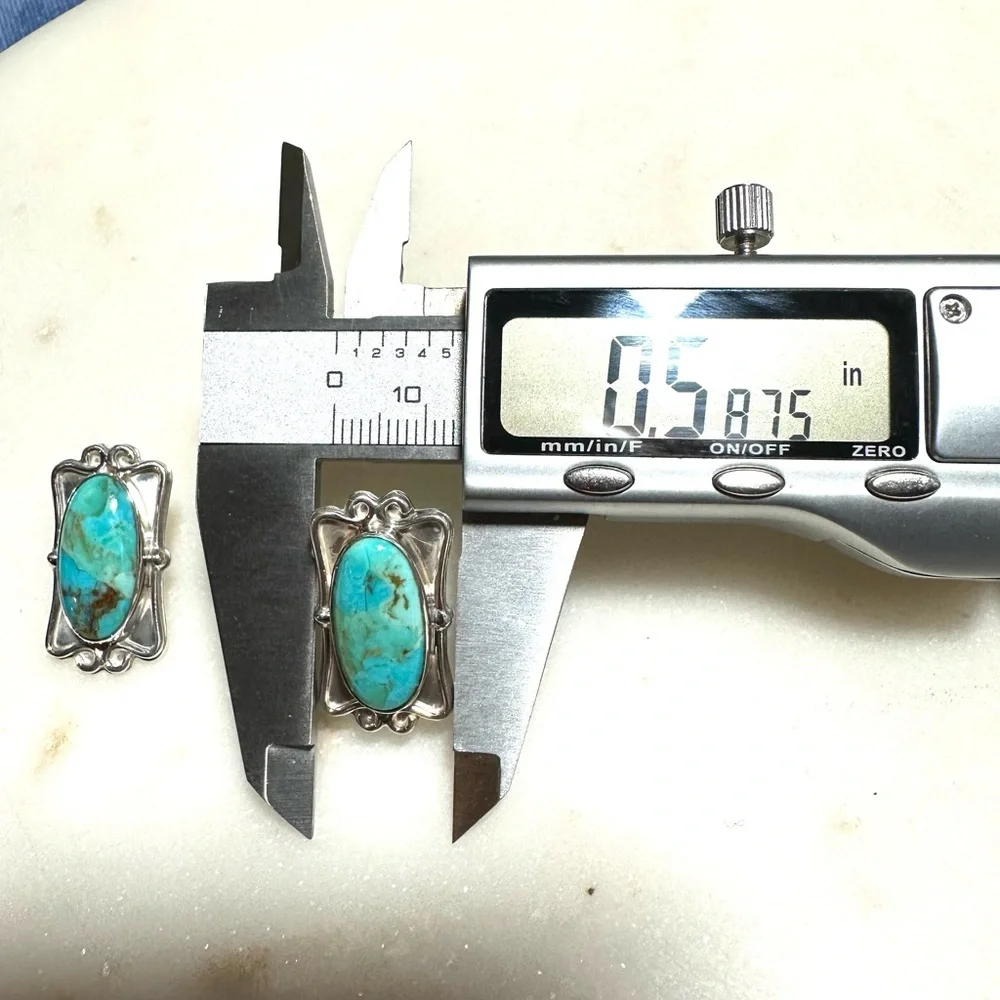 Jay King Turquoise Cabochon Scrollwork Sterling Silver Post Earrings